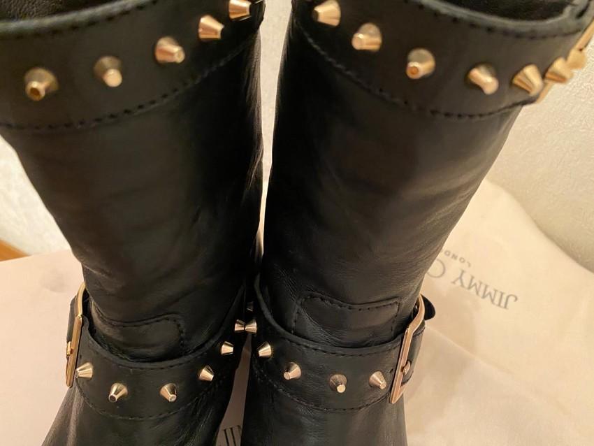 Jimmy Choo Black Leather Biker Boots