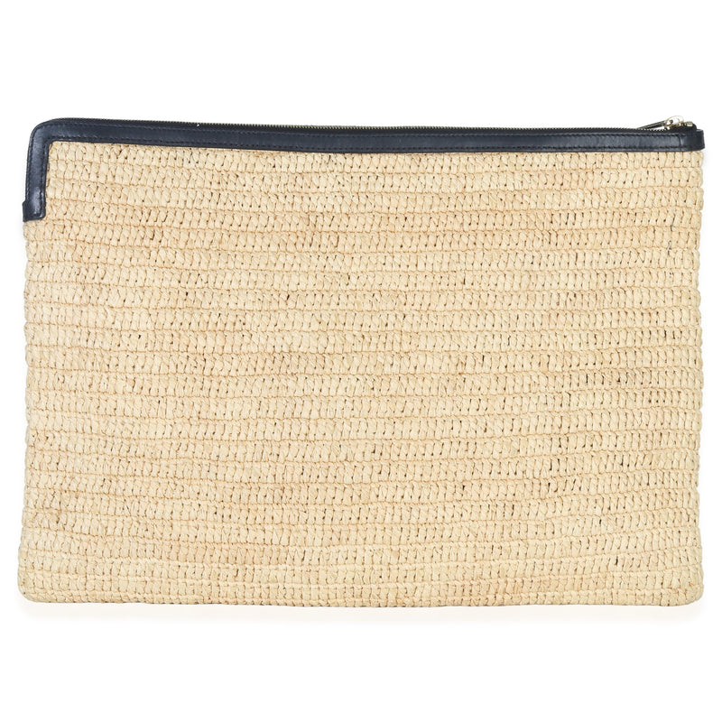 Celine  Raffia Sequin Logo Clutch
