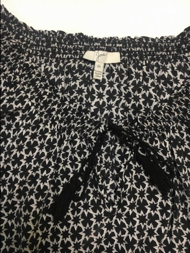 Joie black and white silk top