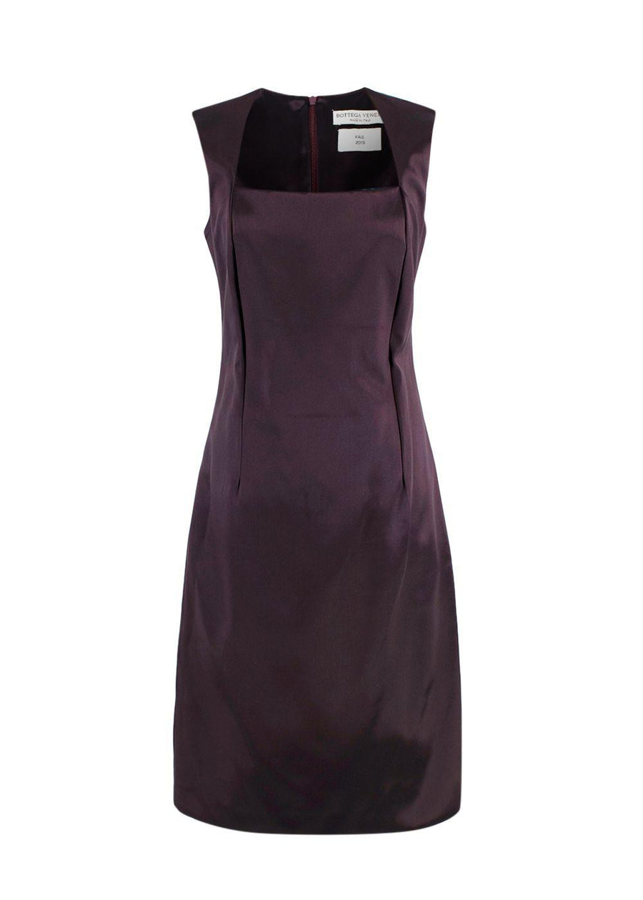 Bottega Veneta Square-neck Satin A-line Dress