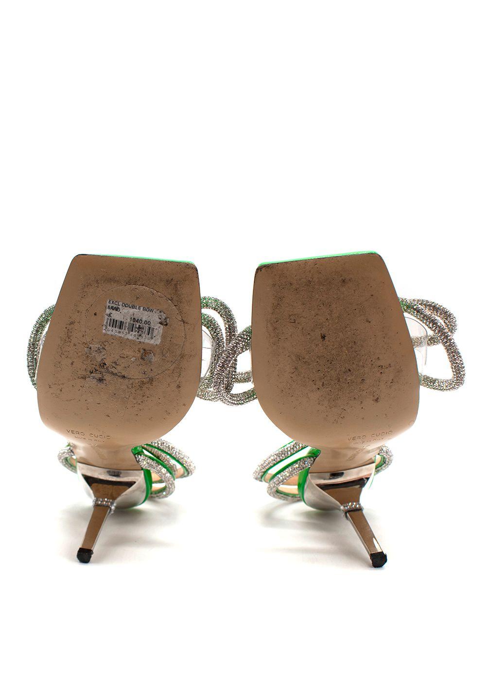 Mach & Mach Green Double Bow Crystal Pumps