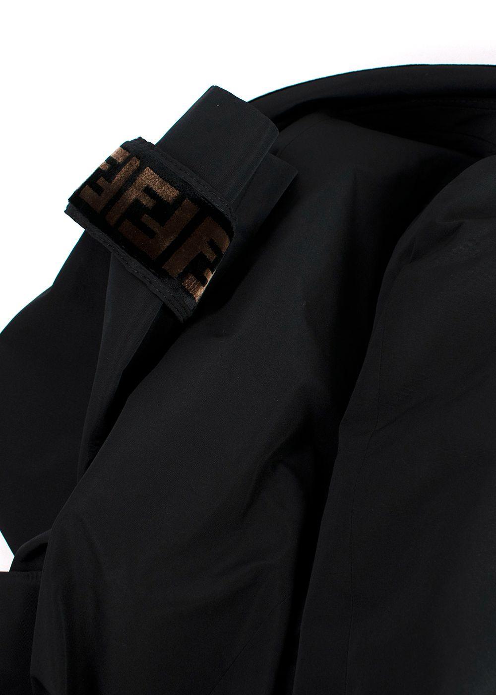 Fendi Black Short Trench Coat with Faux Fur Detail