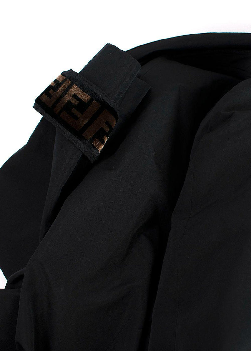 Fendi Black Short Trench Coat with Faux Fur Detail