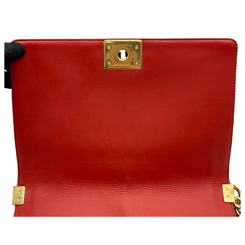 Chanel Red Textured Medium Boy Bag