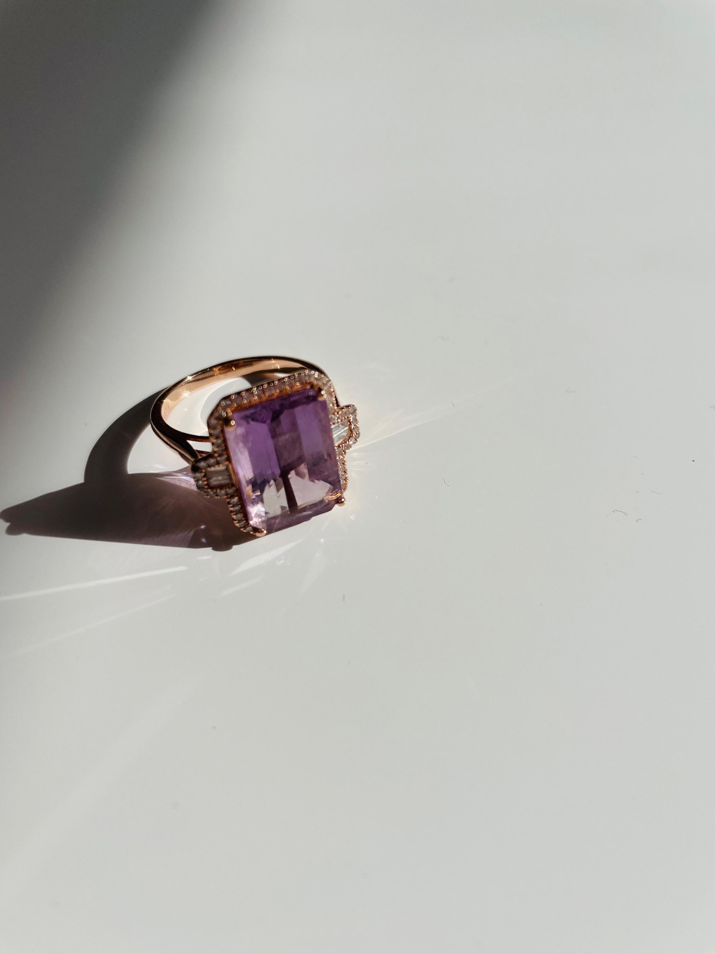 Diamond & Morganite 14kt Rose Gold Cocktail Ring - Size 7.5