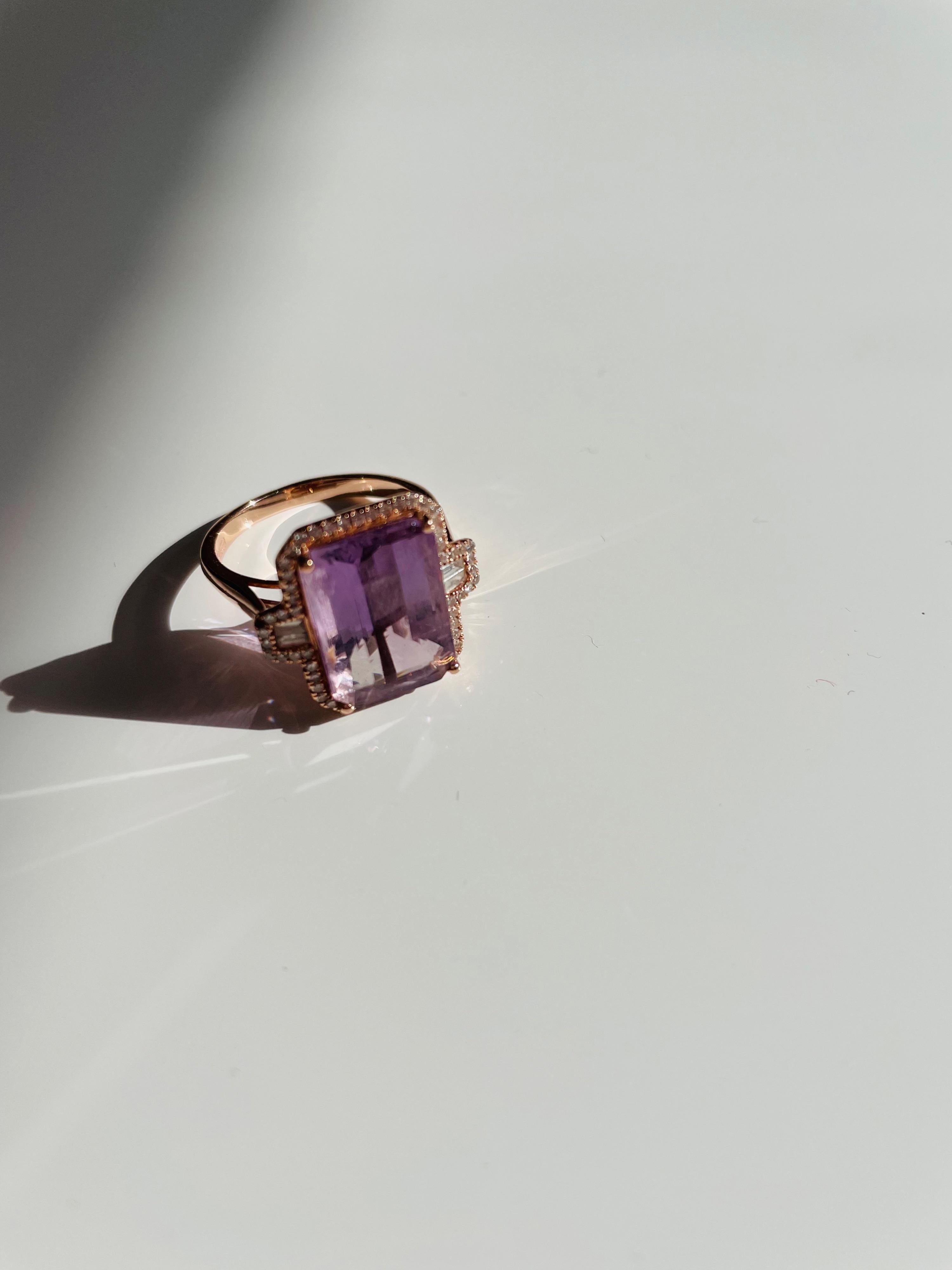 Diamond & Morganite 14kt Rose Gold Cocktail Ring - Size 7.5