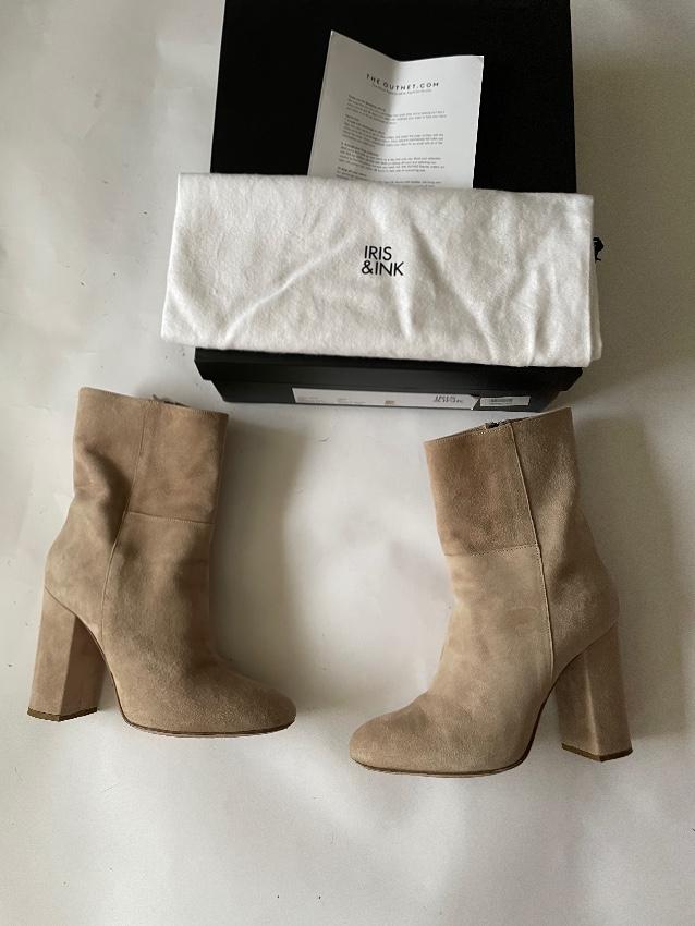 Iris and Ink light beige suede ankle boots