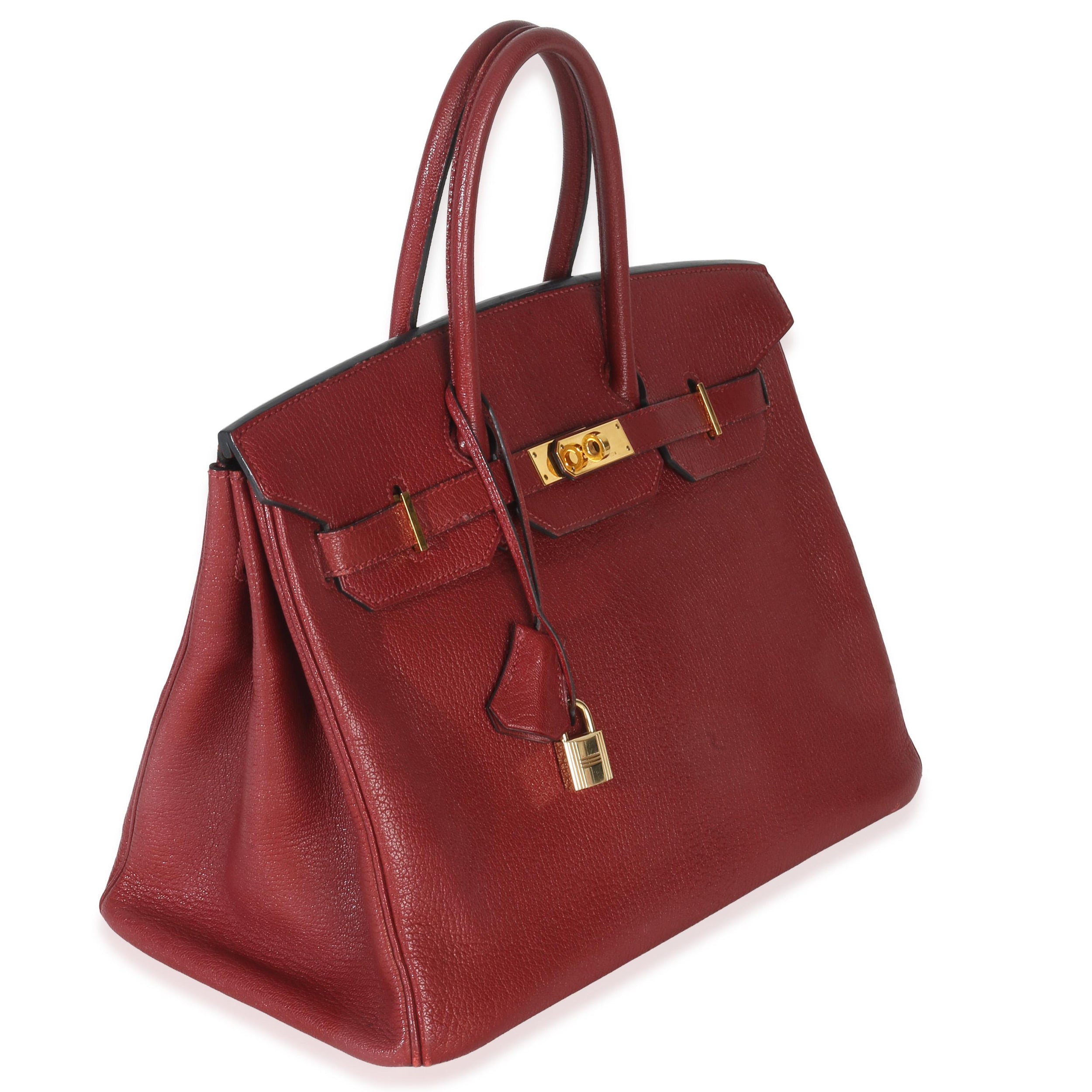 Hermès  Chevre de Coromandel Birkin 35 PHW Rouge Grenat
