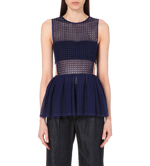 SELF-PORTRAIT Sheer Sleeveless Peplum Top