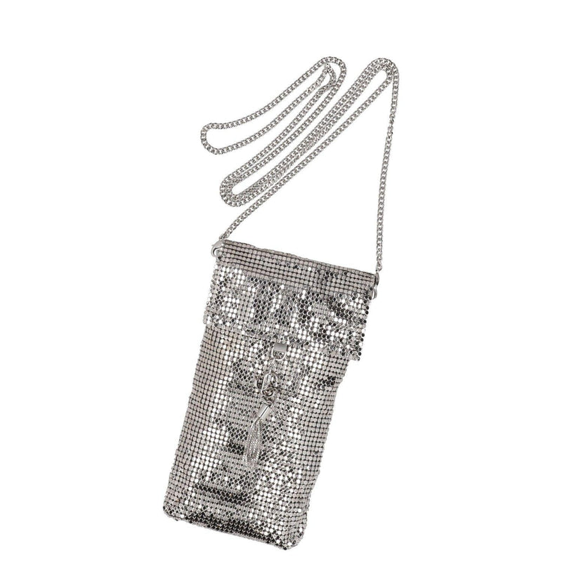 Jimmy Choo Metallic-Effect Mesh Soft Phone Holder 10x17 cms