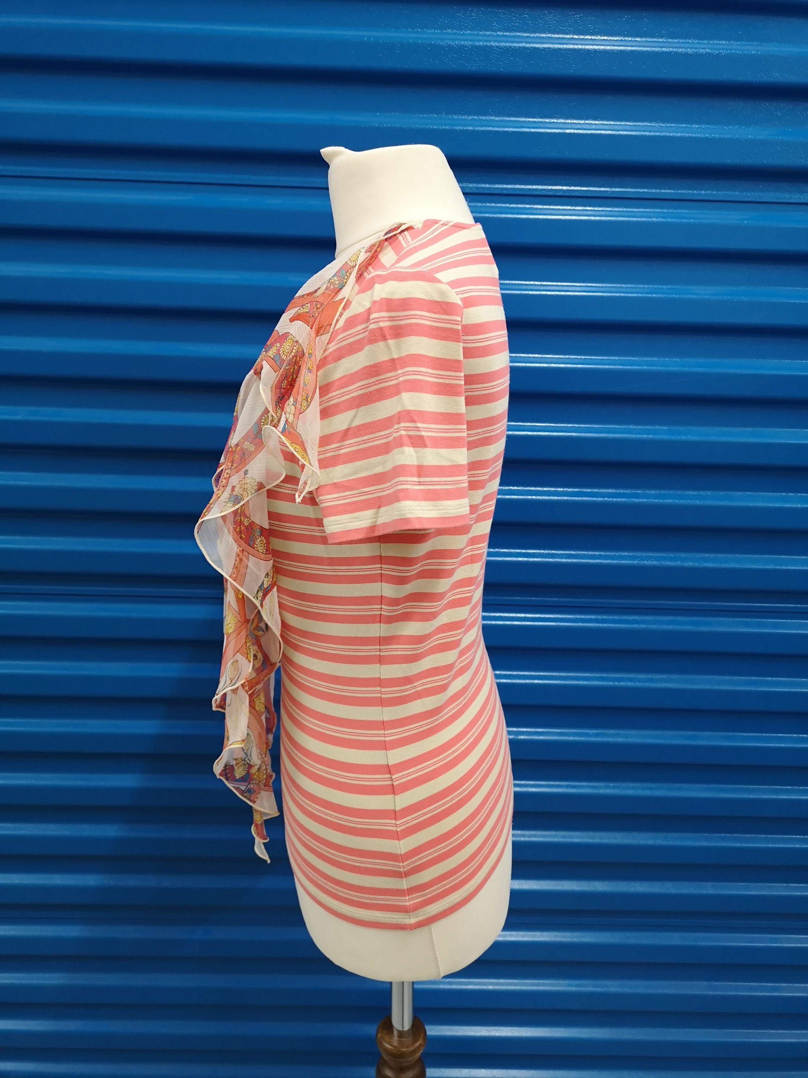 Ferragamo Striped Silk Scarf Detail T-Shirt
