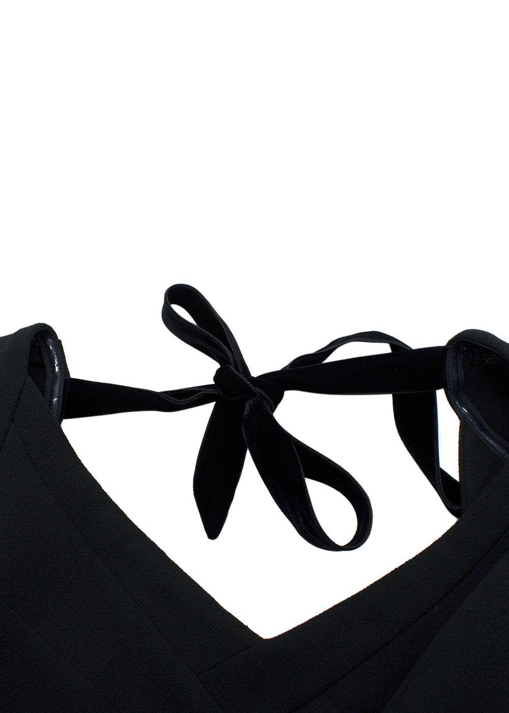 Roland Mouret Black Velvet Neck Tie Midi Dress
