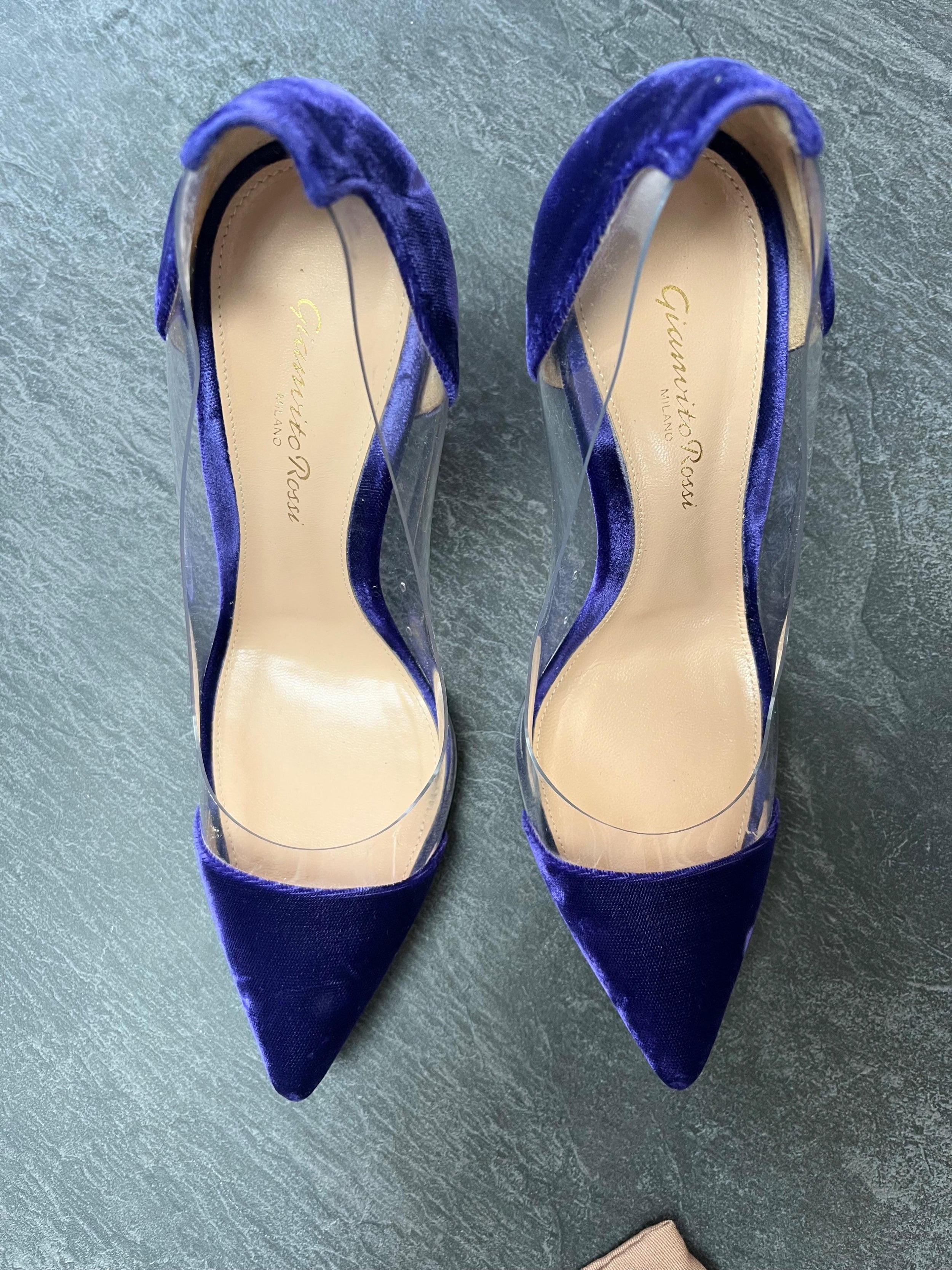 Gianvito Rossi Purple Velvet Plexi 105