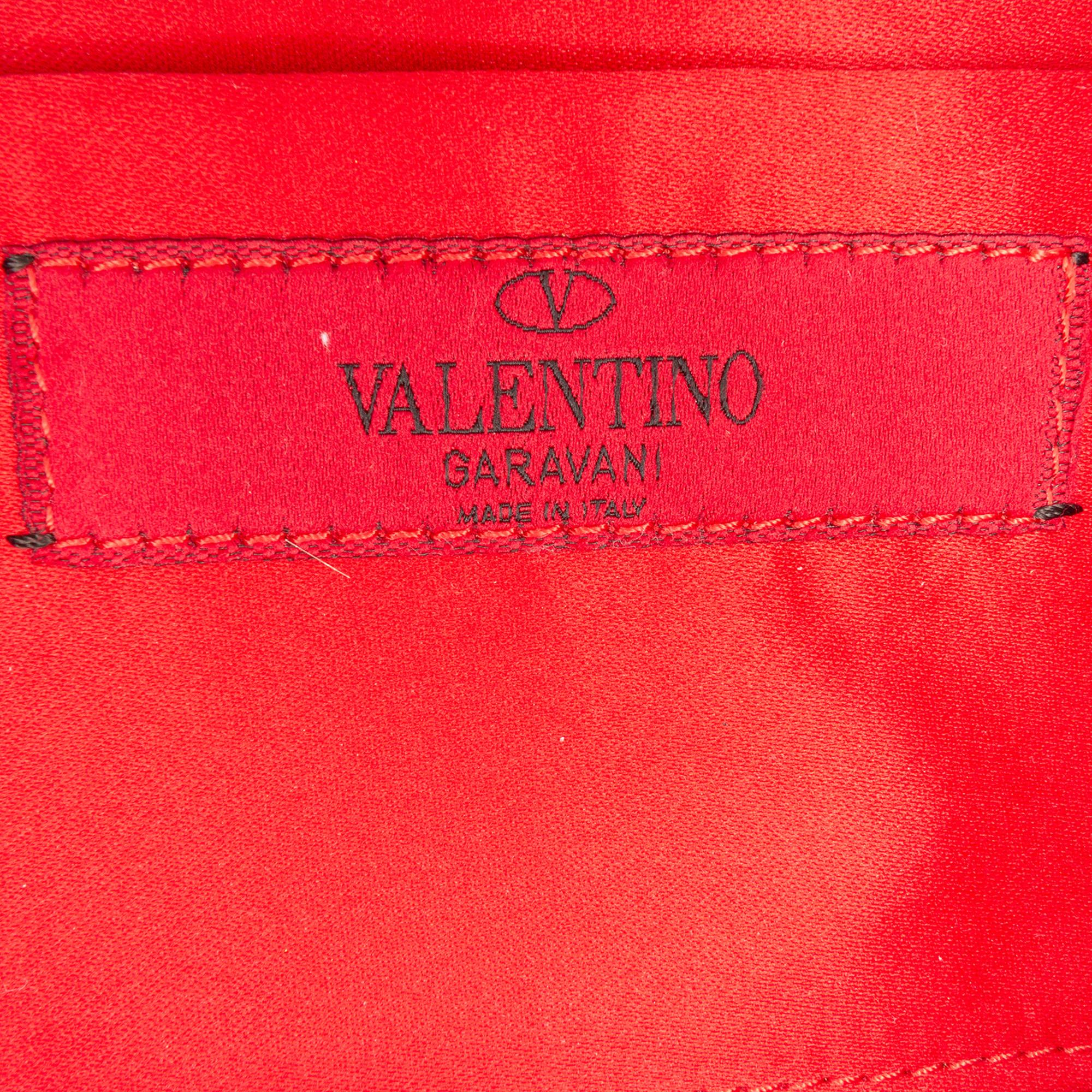 Valentino Red Satin Pleated Chain Evening Clutch