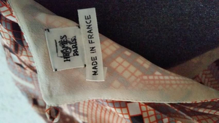 Hermes Aunage Mosaique Print Orange Neon Silk Blouse