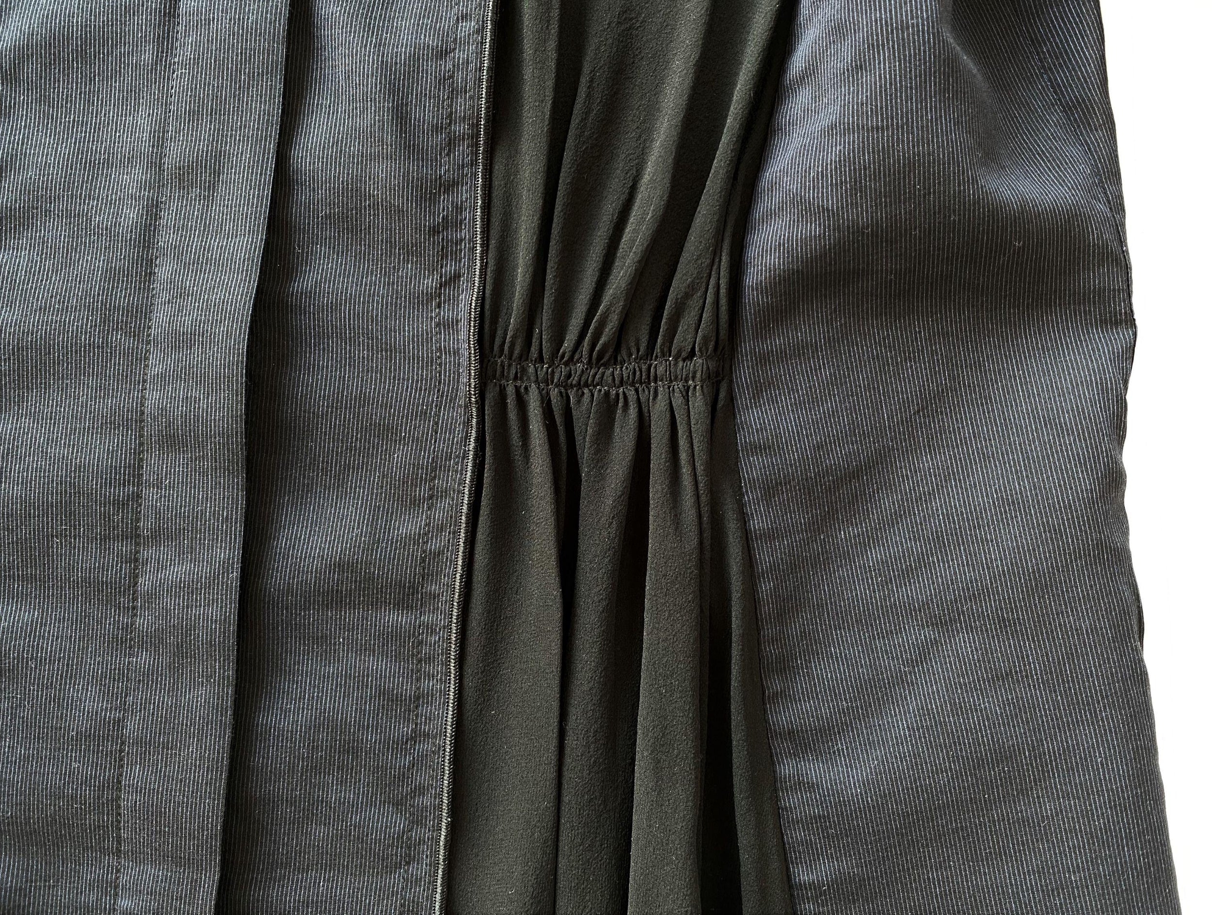 Black & Navy Cotton & Silk Shirt Dress