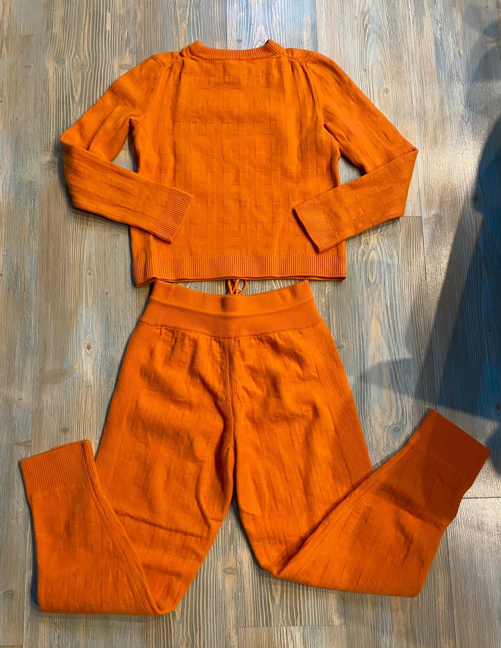Hermes Orange H Cashmere Two Piece Suit