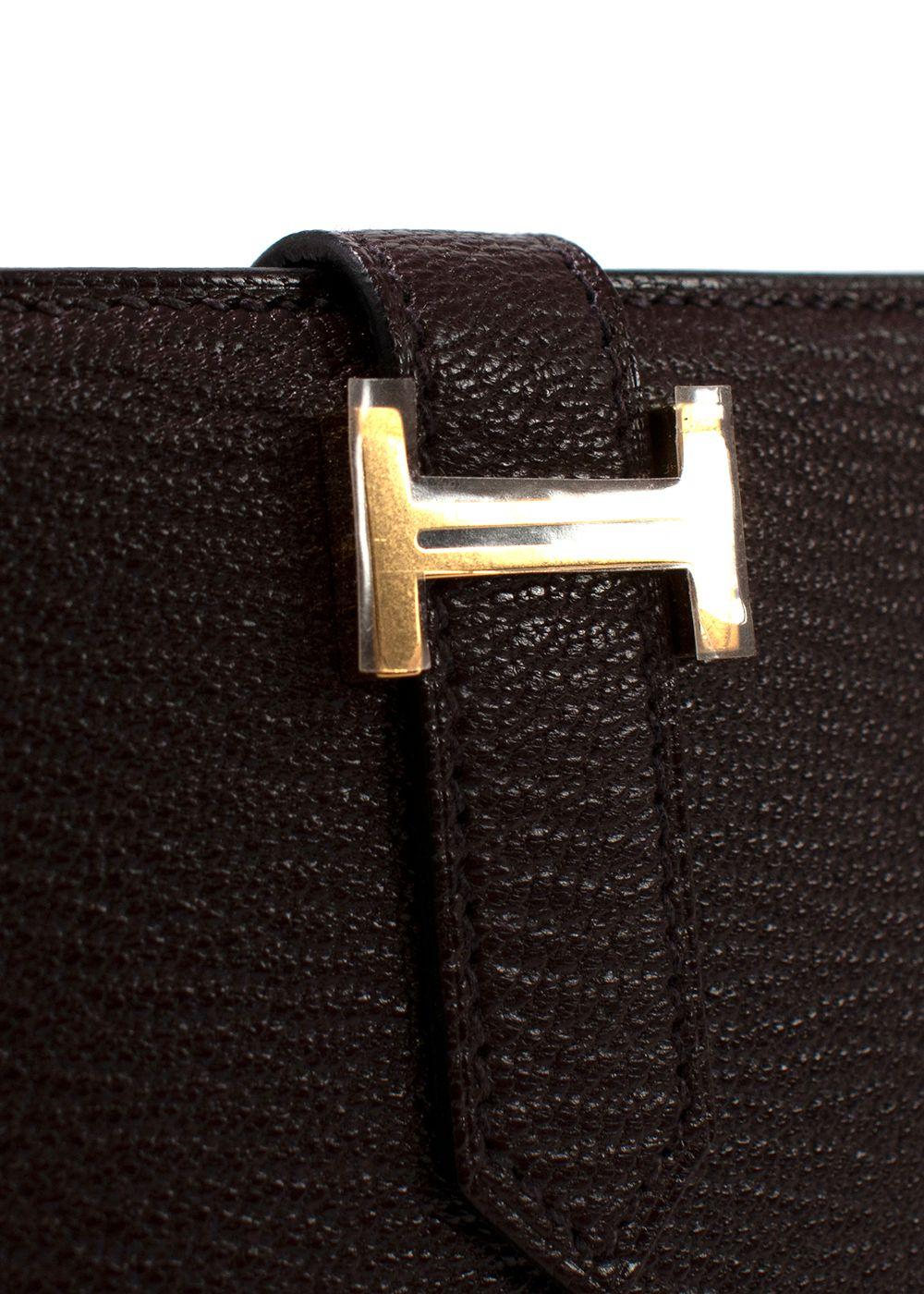 Hermes Rouge Sellier Chevre Mysore Compact Bearn Wallet
