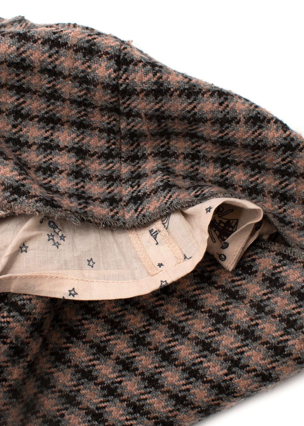 Pink Houndstooth Tweed Skirt