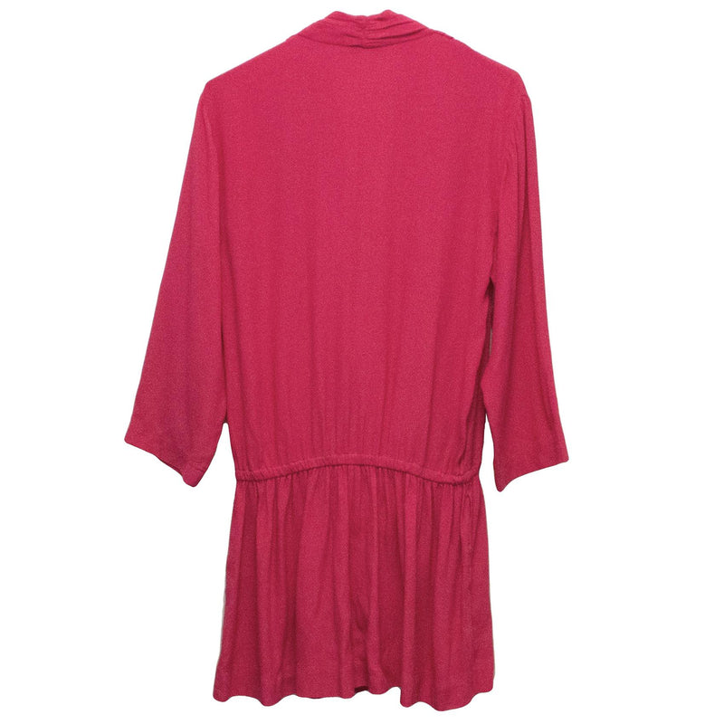Iro Crossover Hot Pink Rayon Playsuit with Cropped Sleeves