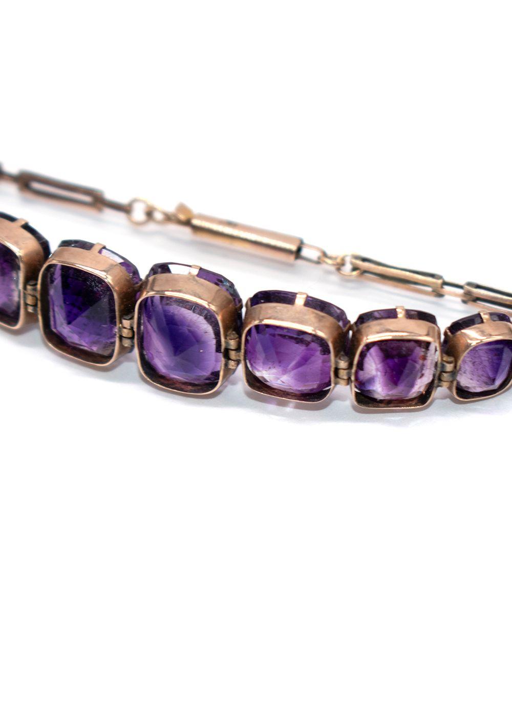 Vintage Fine Quality Amethyst And Gold Bracelet