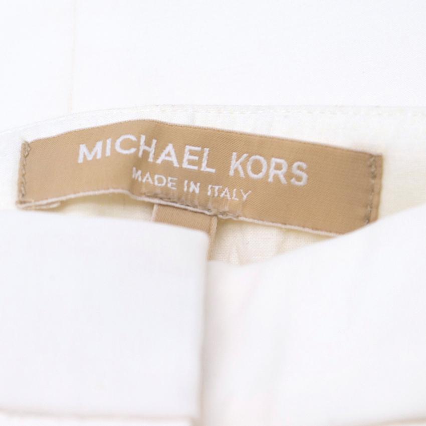 Michael Kors Off-White Tapered Slim-Leg Trousers