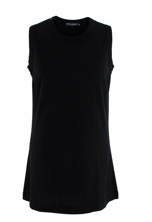 Black Cotton Jersey Vest