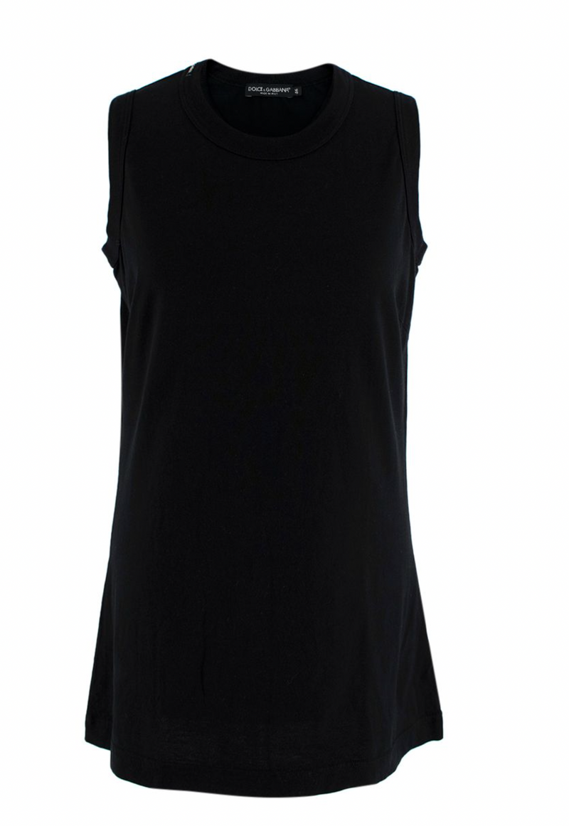 Black Cotton Jersey Vest