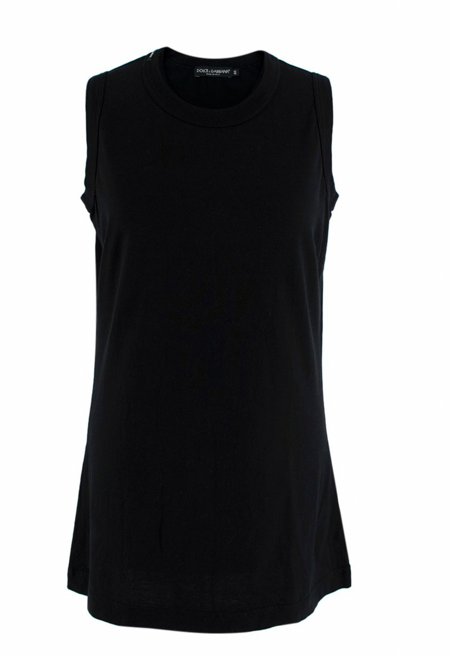 Black Cotton Jersey Vest