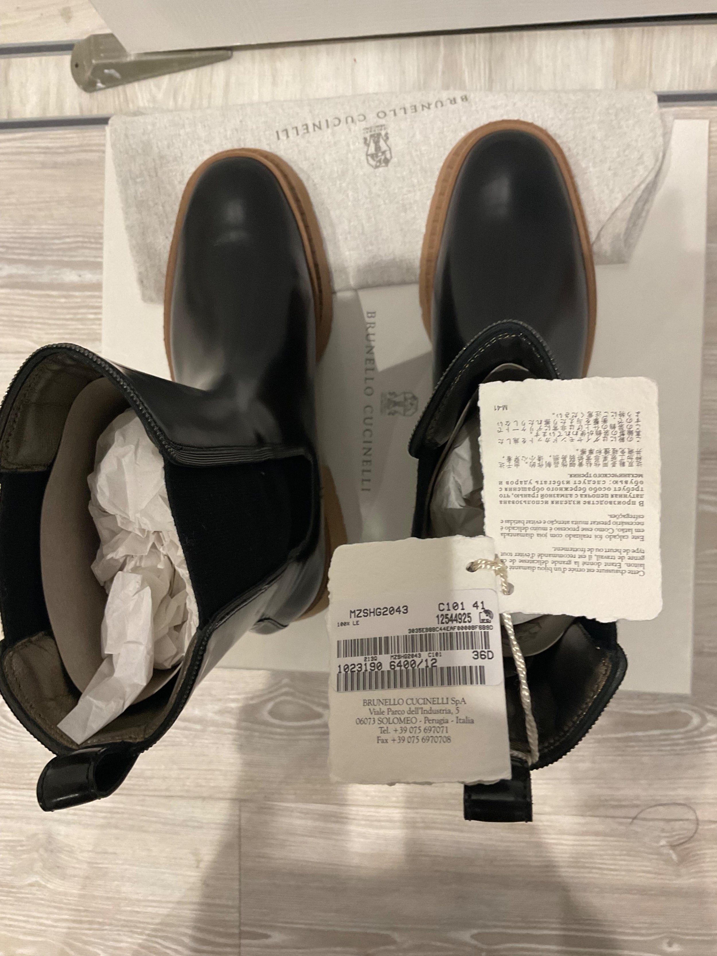 Brunello Cucinelli Black Leather Ankle Boots