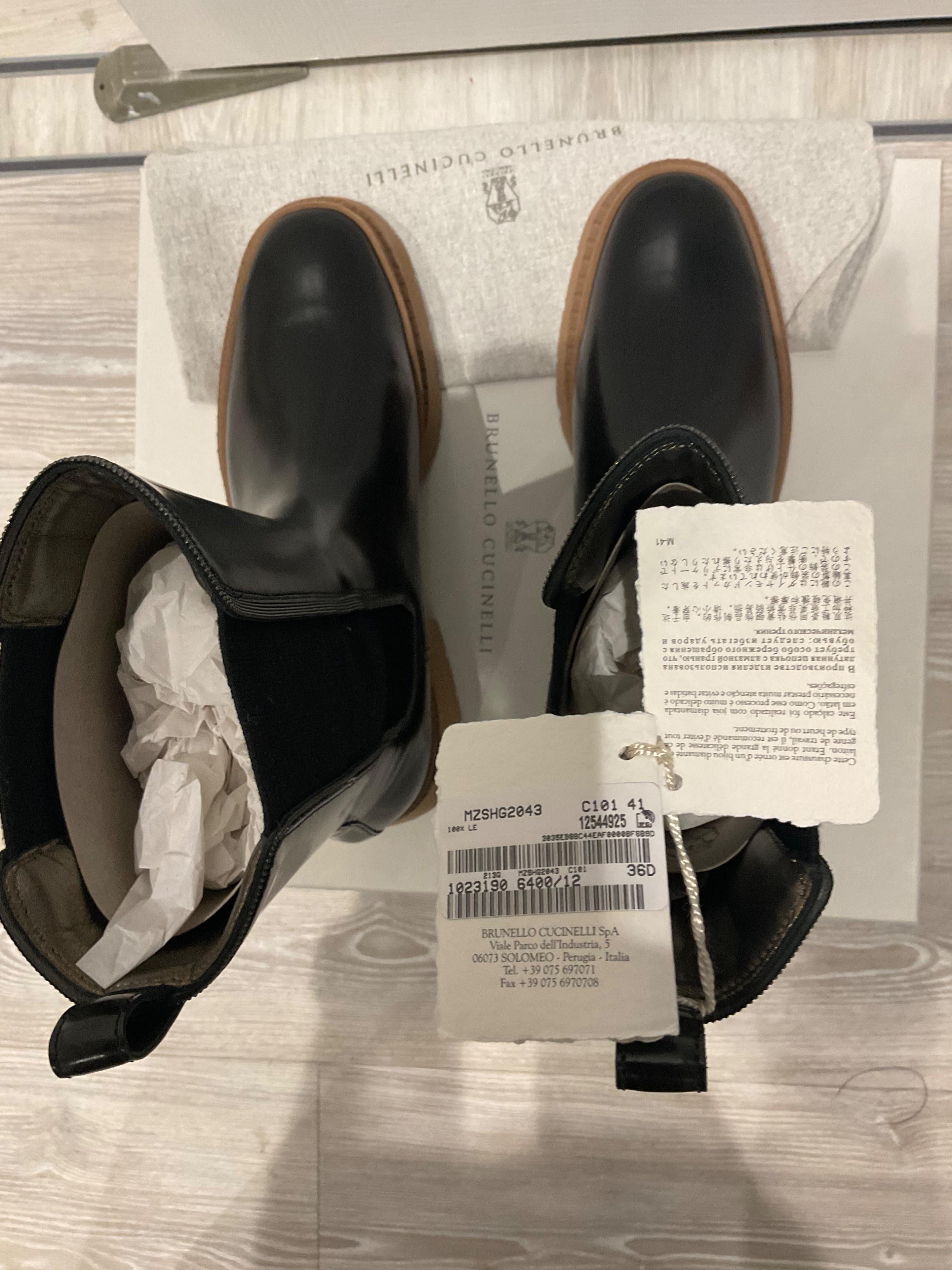 Brunello Cucinelli Black Leather Ankle Boots