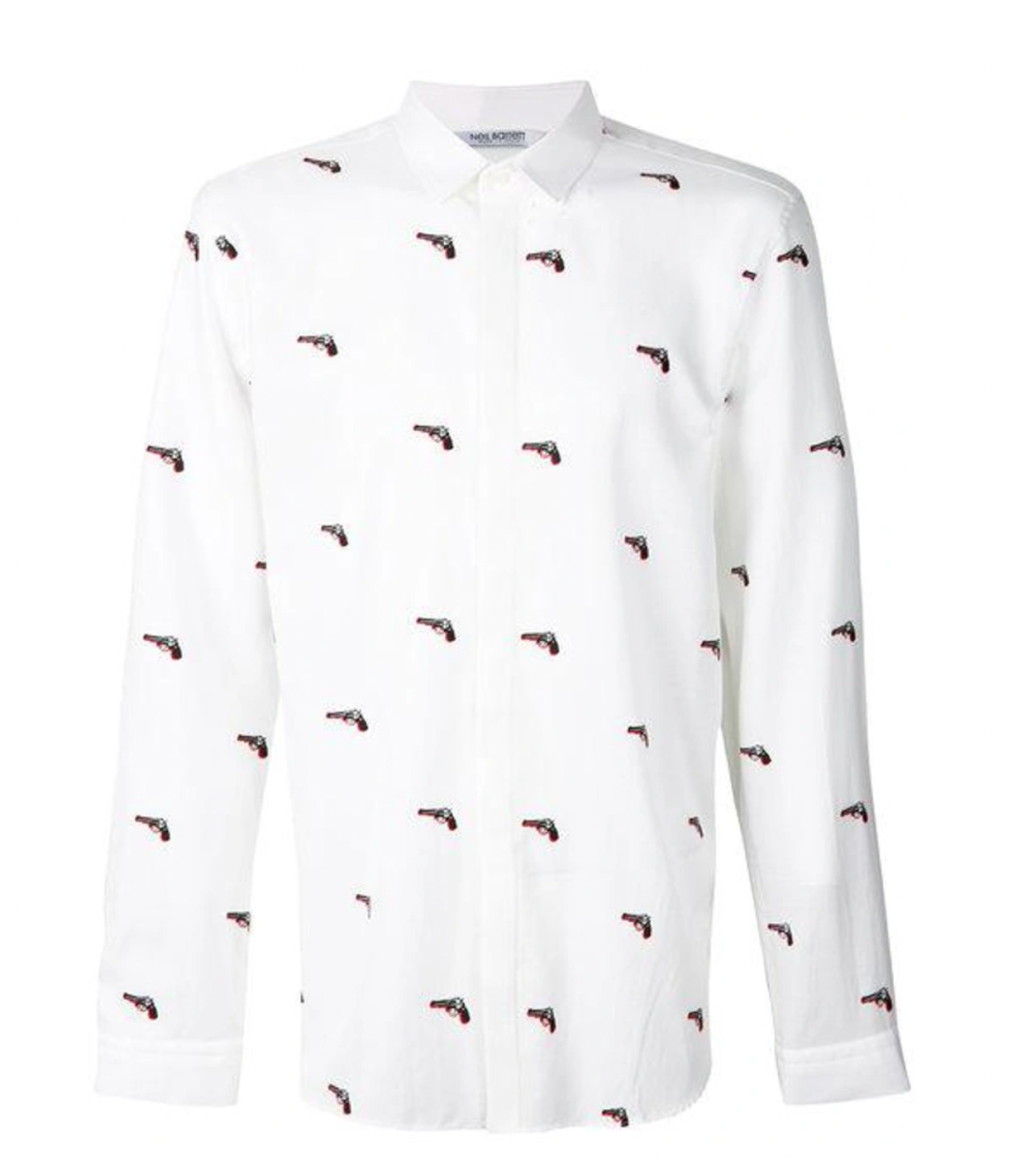Pistol Print White Cotton Shirt