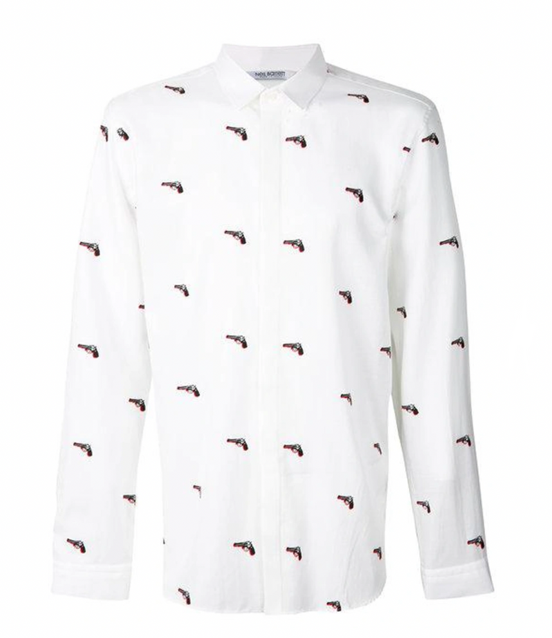 Pistol Print White Cotton Shirt
