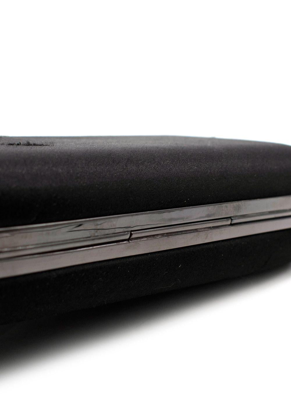 Marchesa Black Crystal Embellished Satin Box Clutch