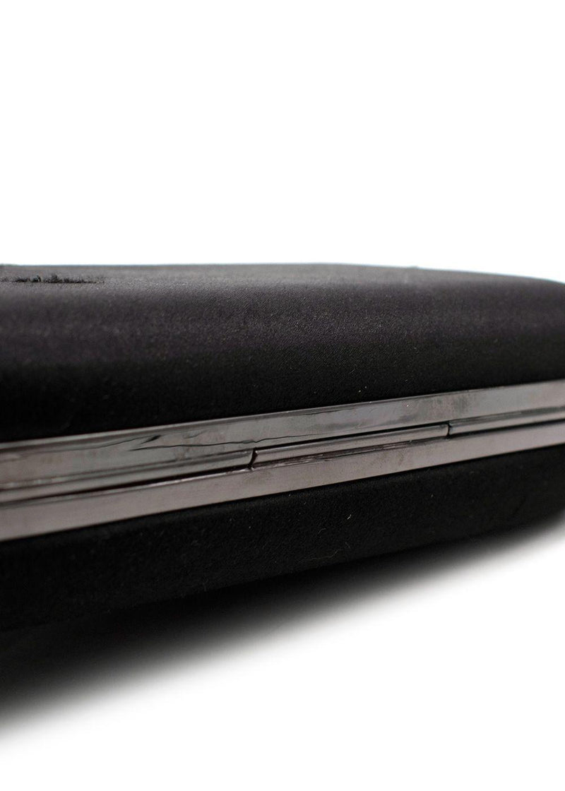 Marchesa Black Crystal Embellished Satin Box Clutch