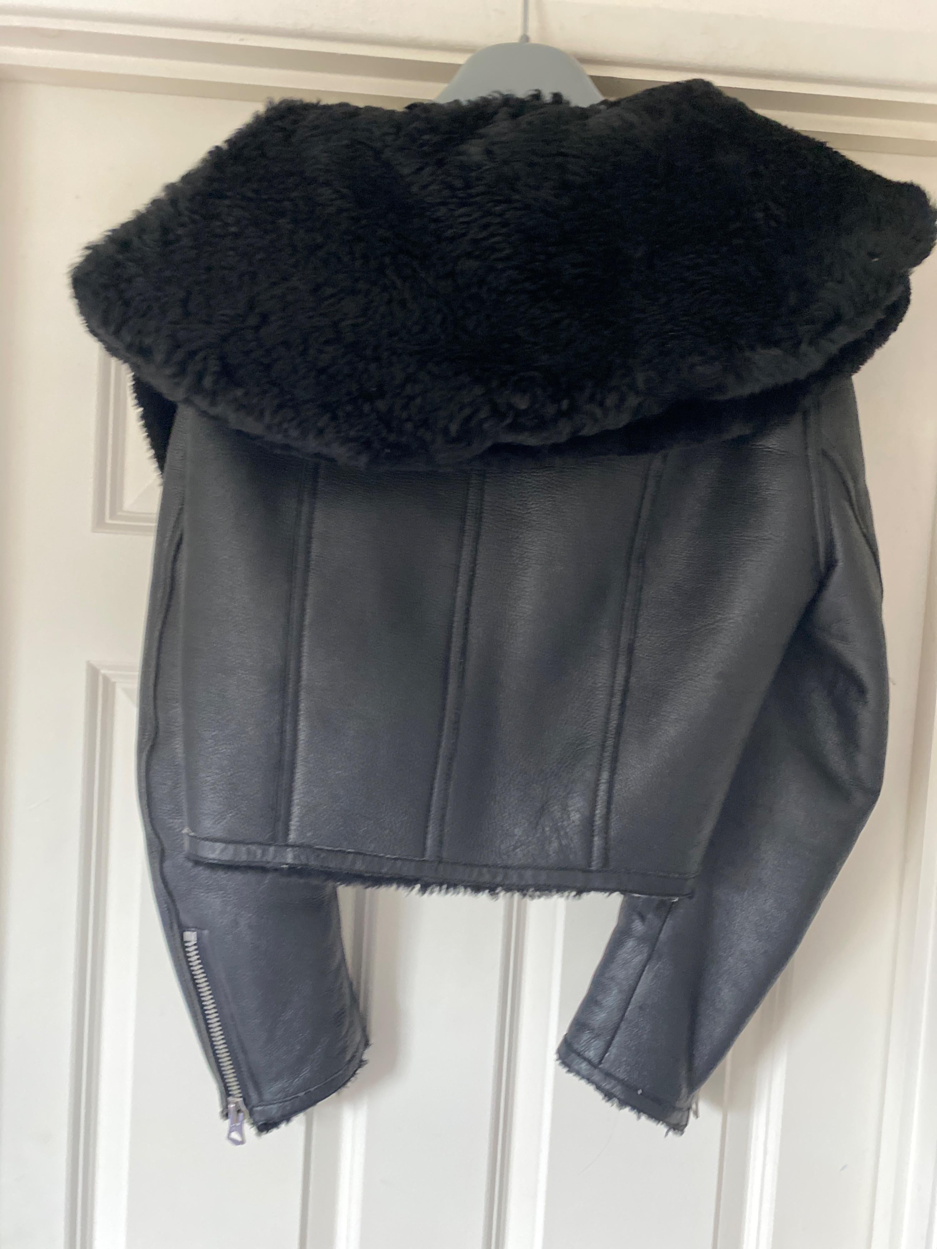 black leather & shearling aviator jacket