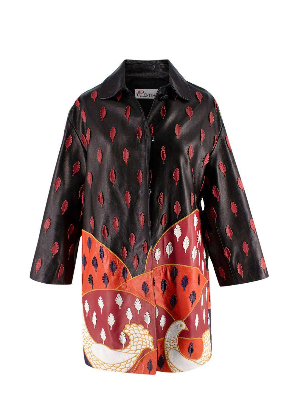 Red Valentino Black Embroidered Leather Jacket