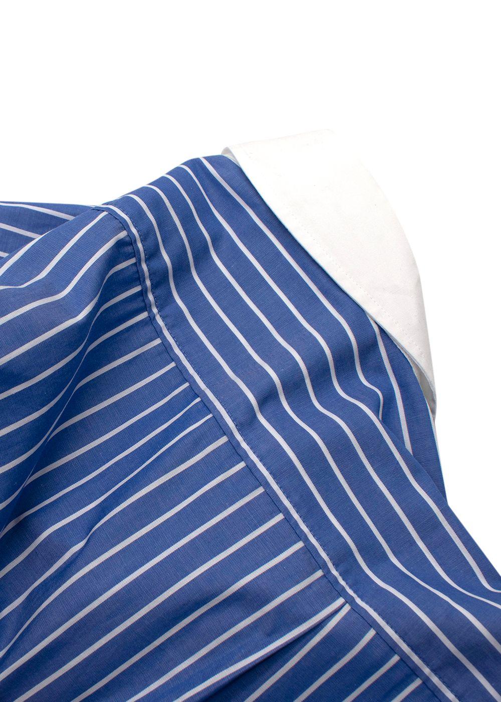 Marques Almeida Blue Contrast Collar Stripe Shirt