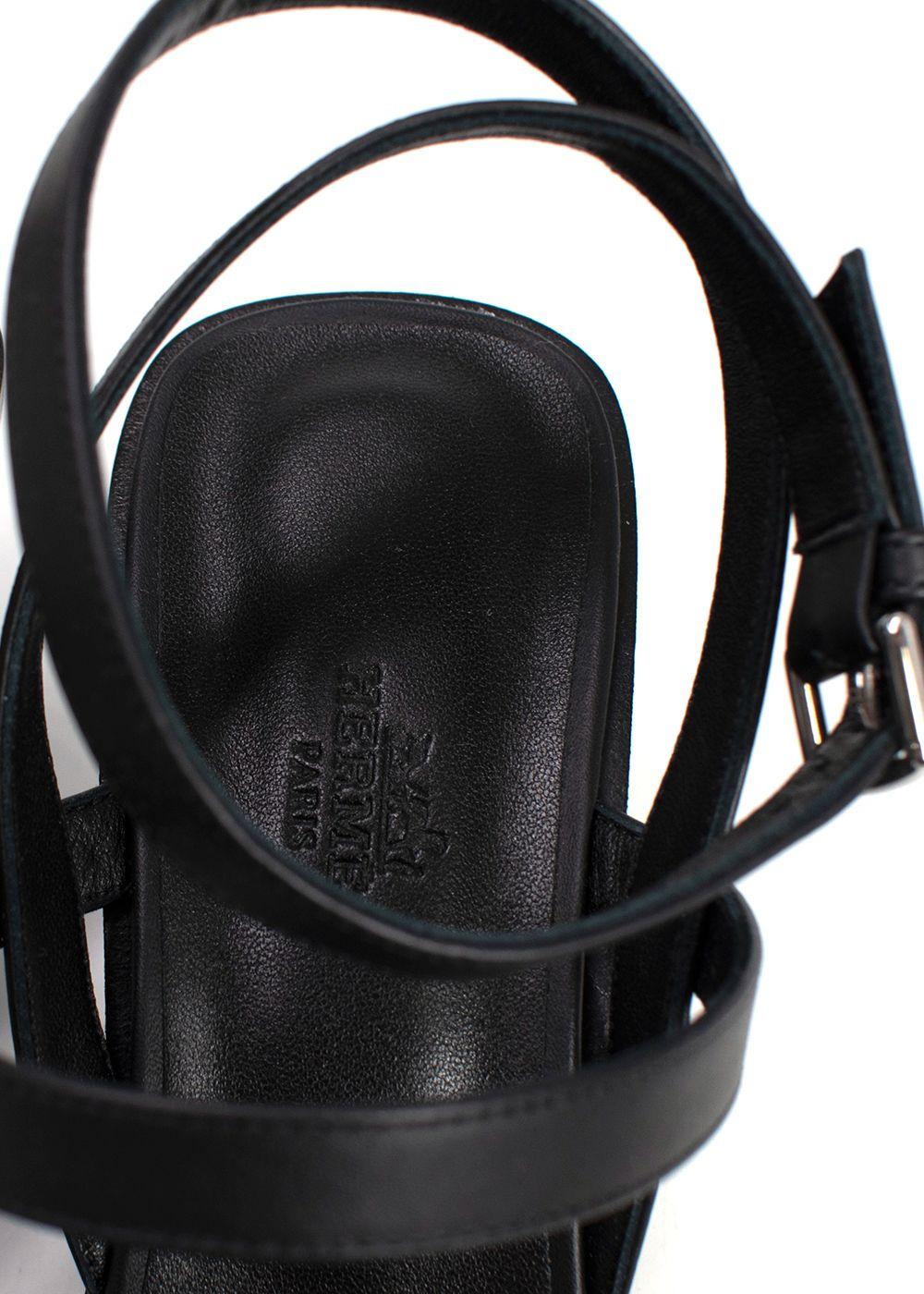 Hermes Black Leather Ivresse Sandals