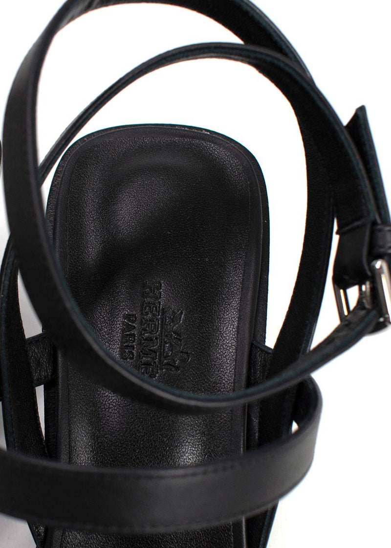 Hermes Black Leather Ivresse Sandals