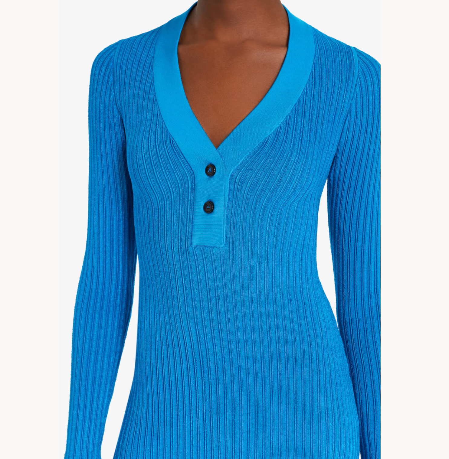 Blue Ribbed Knit Short Dress