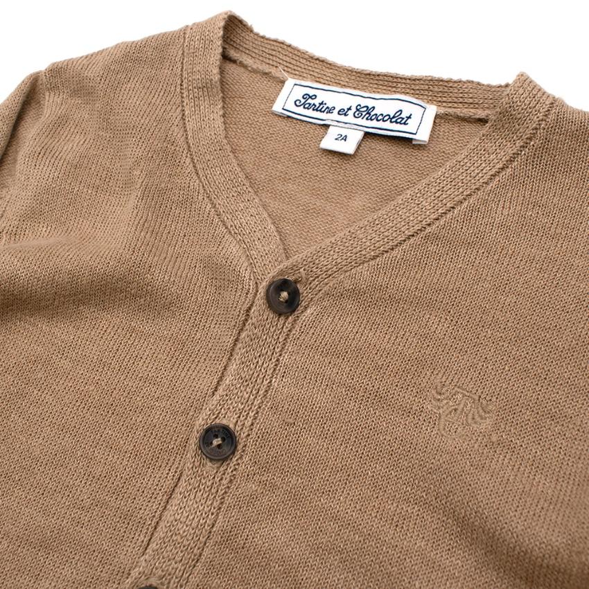 Tartine et Chocolat Cream Linen Knit Cardigan