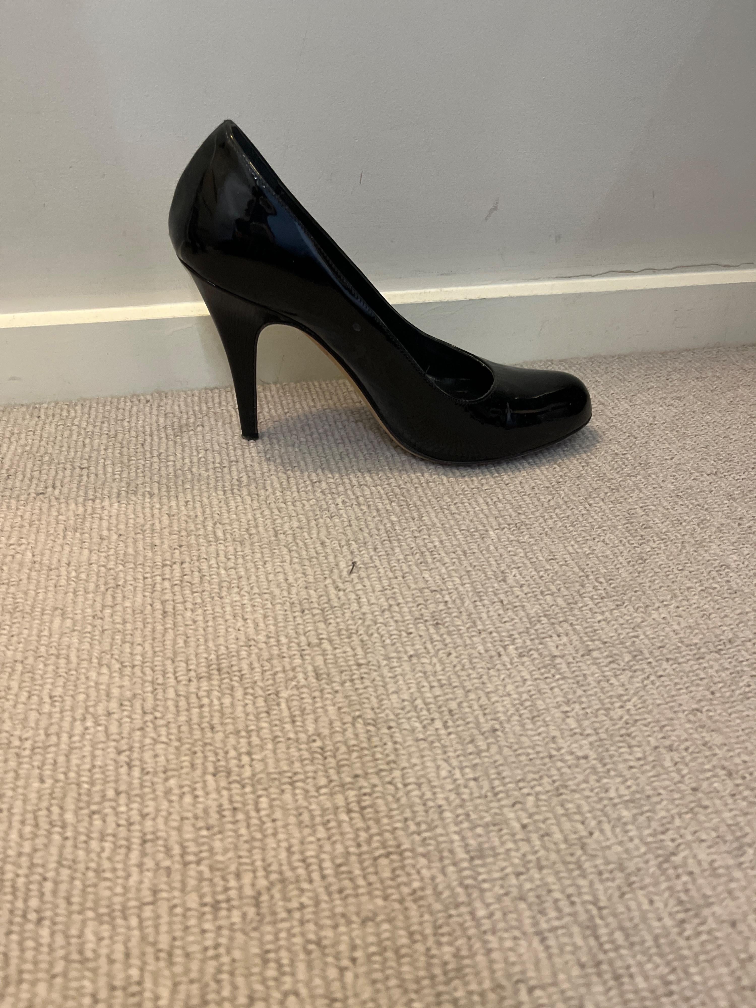 Black Patent Round Toe Pumps