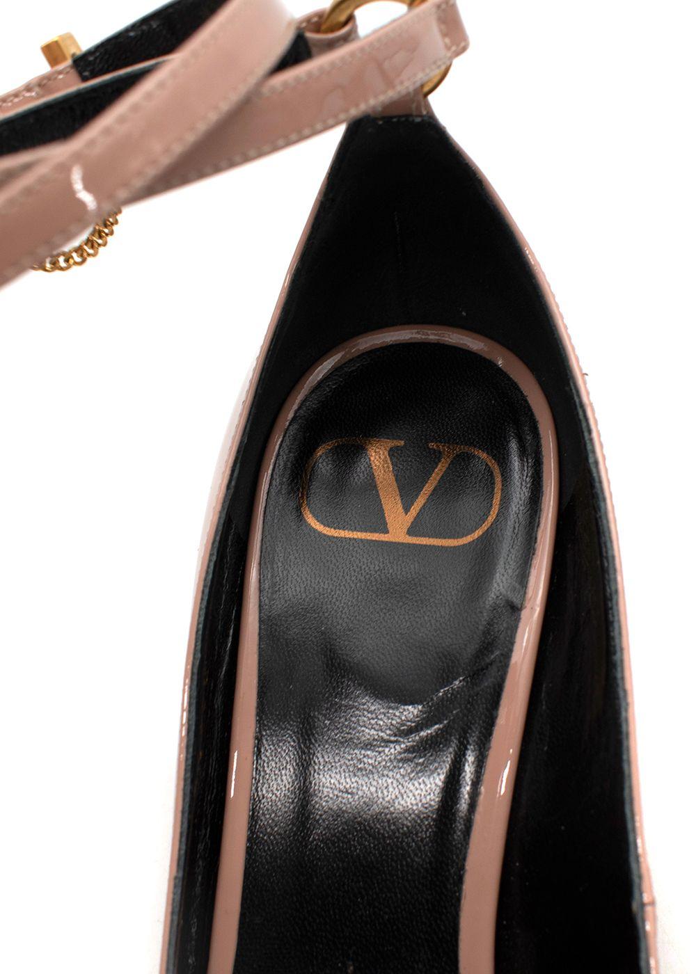 Dusty-Pink Patent Point Toe Block Heeled Pumps