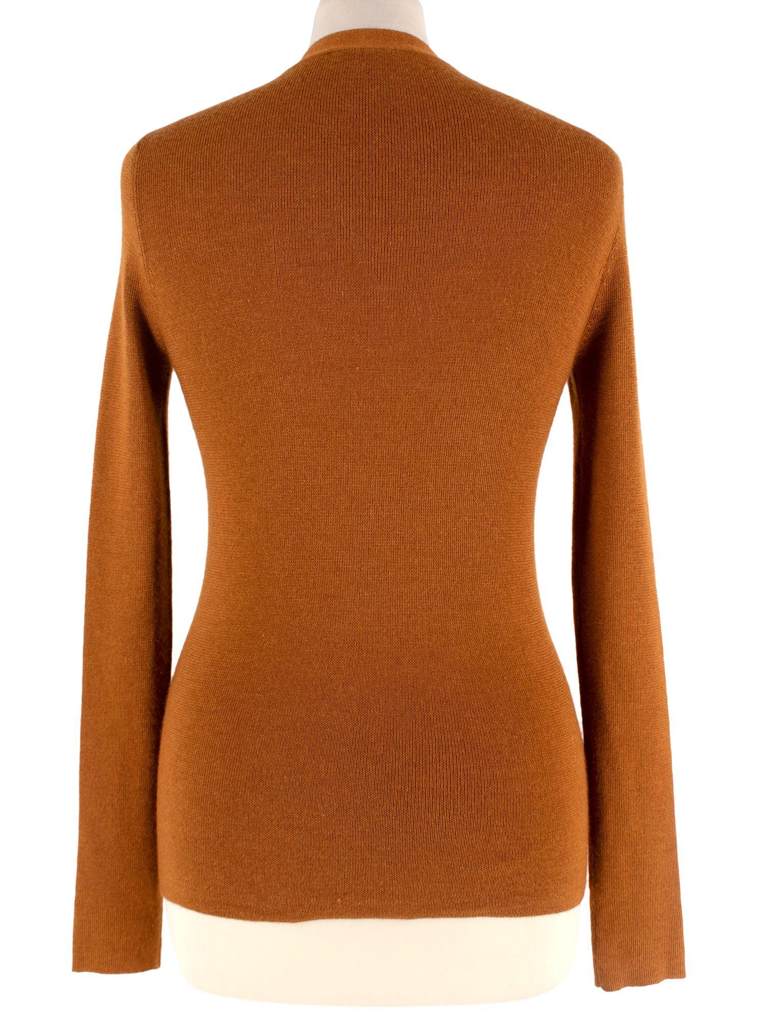 Prada Rust Silk And Cashmere Blend Top And Cardigan Set