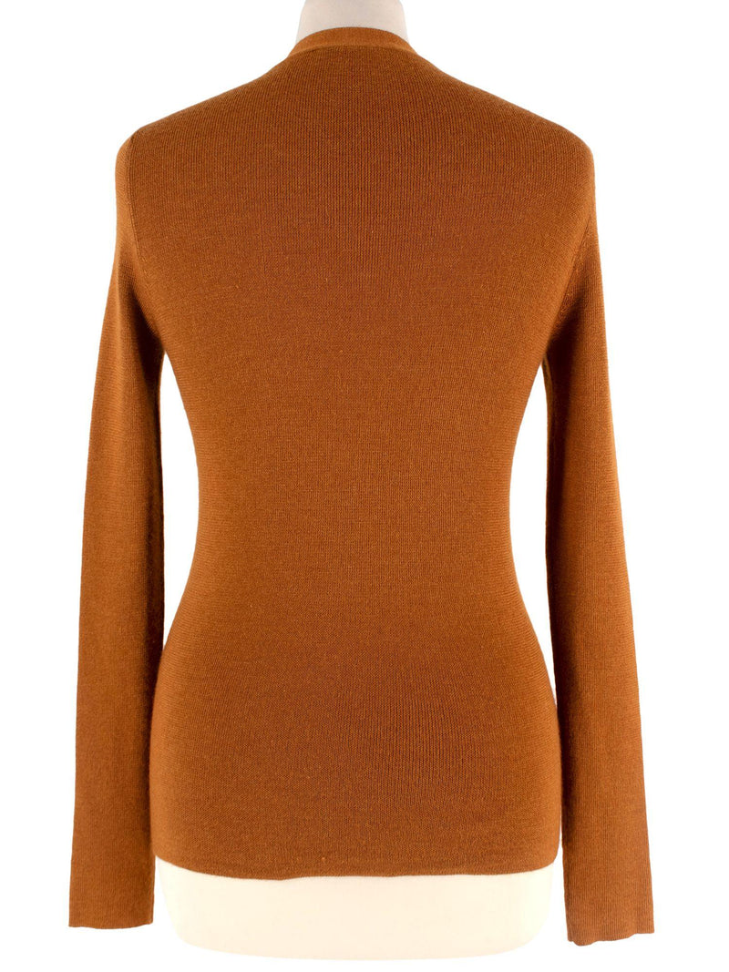 Prada Rust Silk And Cashmere Blend Top And Cardigan Set