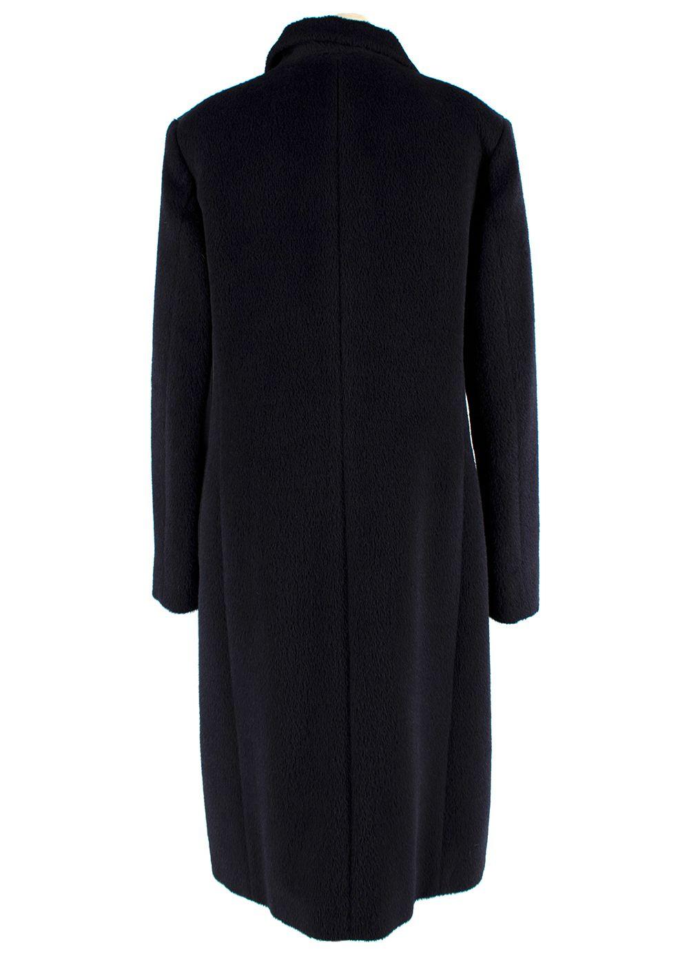Navy Blue Llama Wool Blend Coat