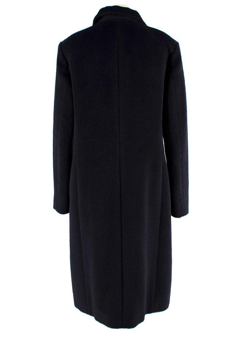 Navy Blue Llama Wool Blend Coat