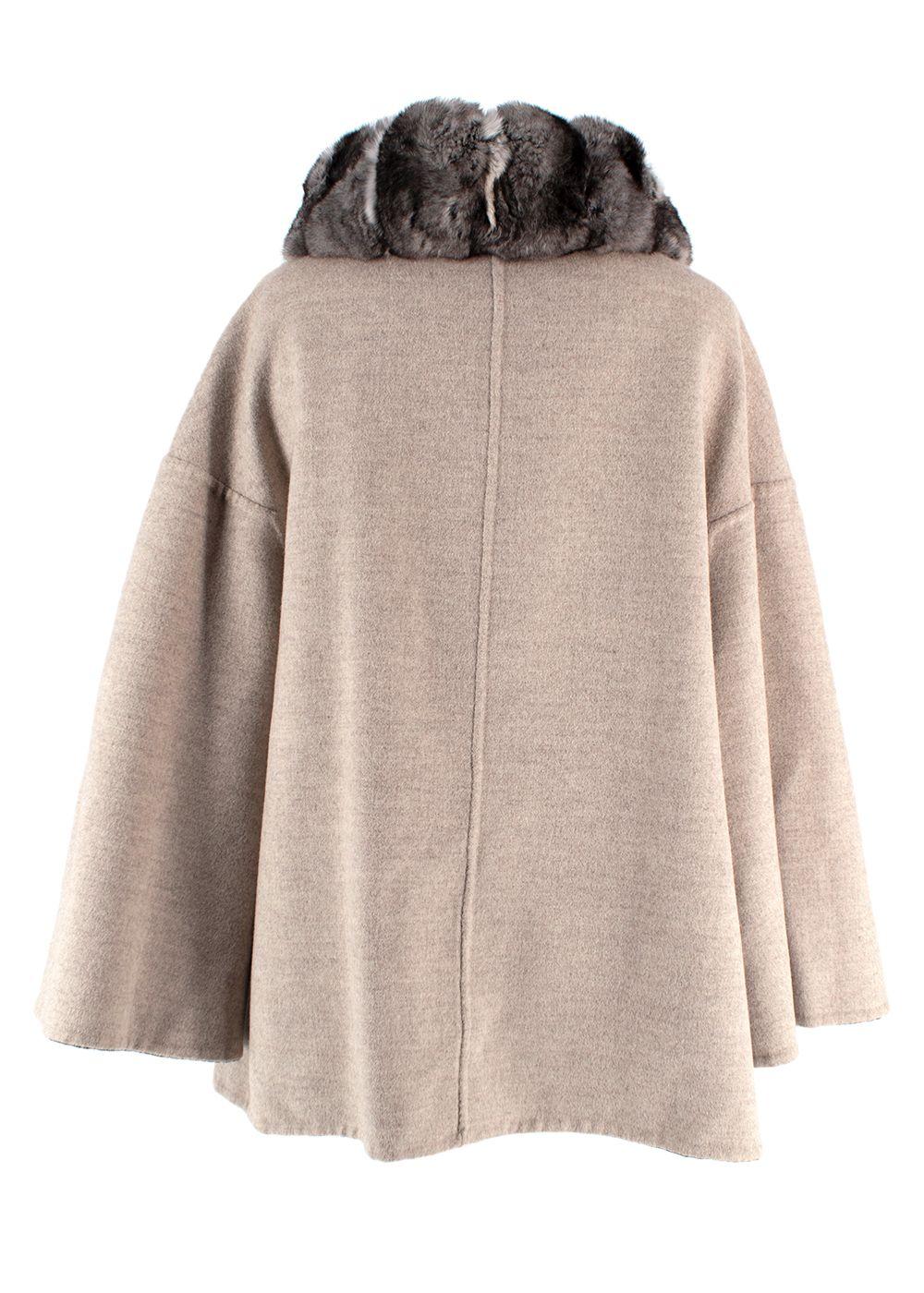 Shaky Loro Piana Brown Reversible Wool Jacket with Chinchilla Collar