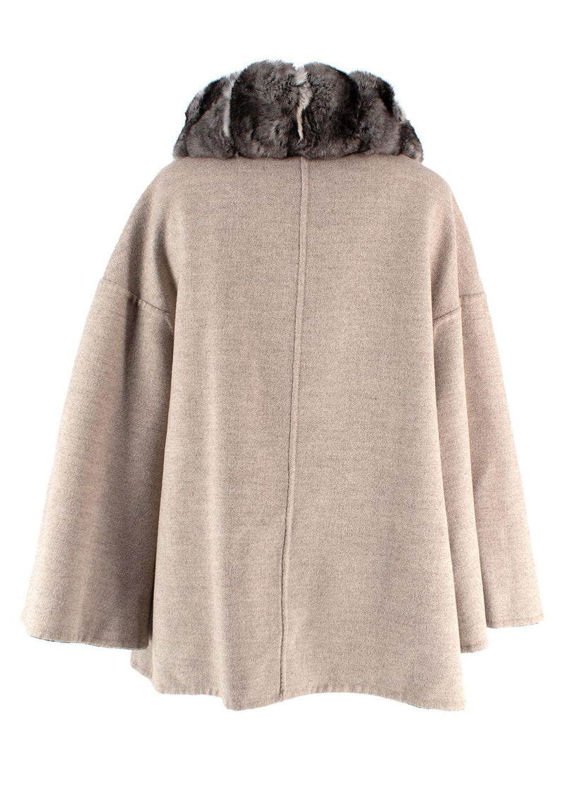 Shaky Loro Piana Brown Reversible Wool Jacket with Chinchilla Collar